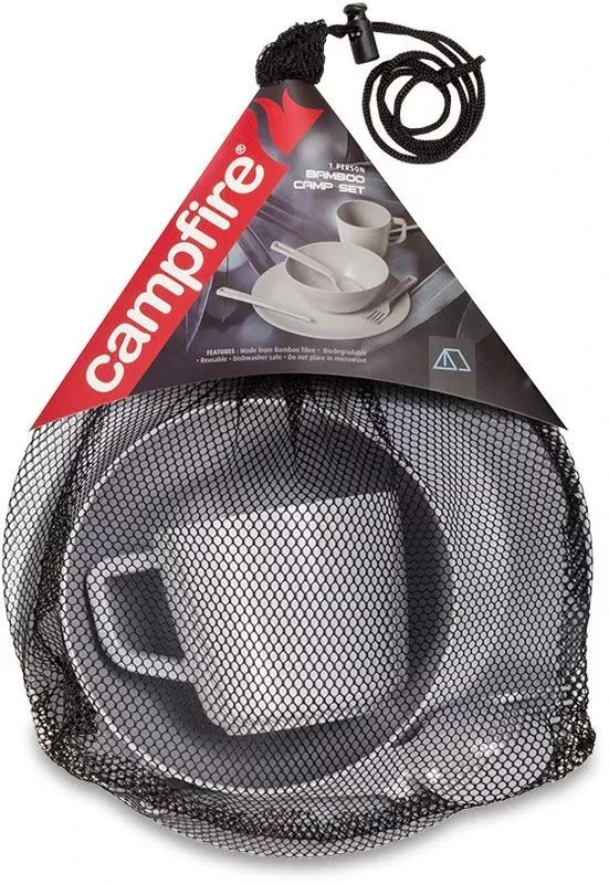 Campfire 1 Person Bamboo Camp Set Grey 4 Campfire 1 Person Bamboo Camp Set Grey - Image 2