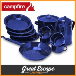 Campfire Enamel Cookware Set - 11 Piece 7 Campfire Enamel Cookware Set - 11 Piece -Camping Gear Sale EN8030 2